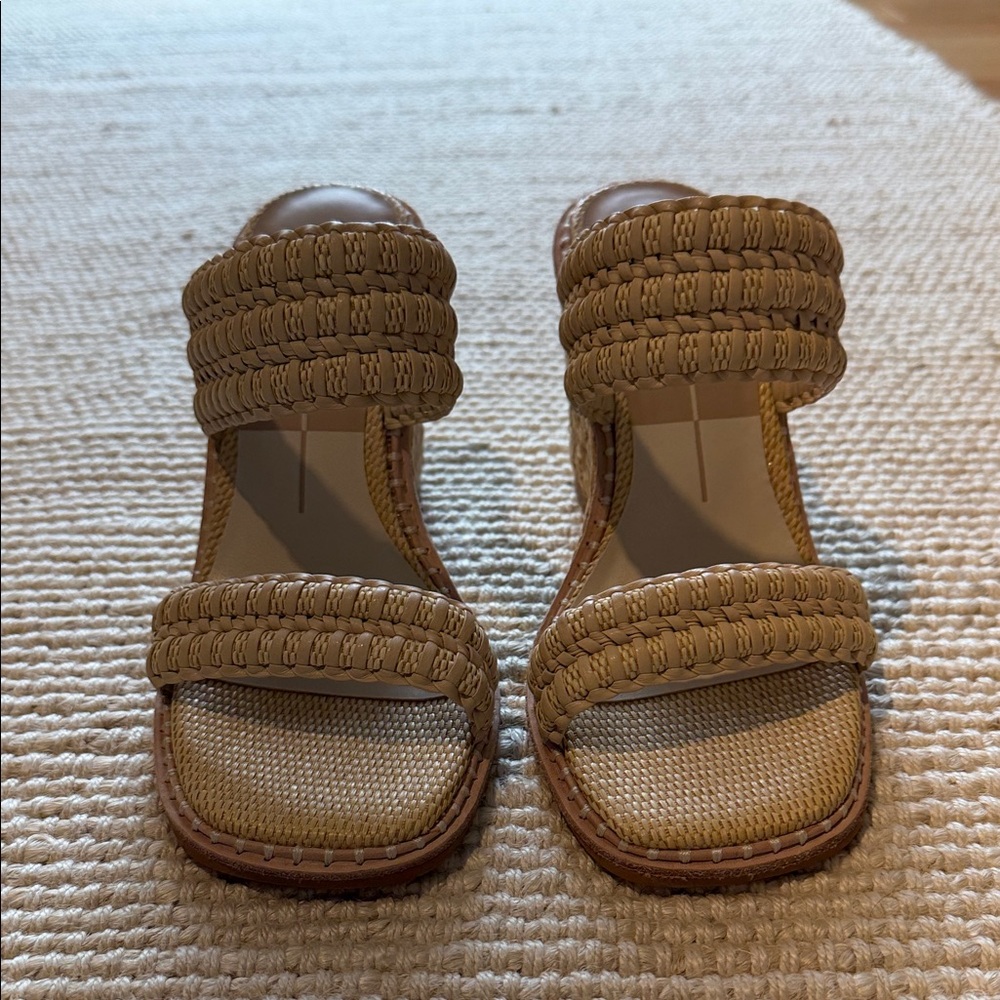Dolce Vita Tan Woven Slide Sandals